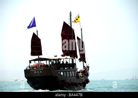 Junk, Aqualuna, l'île de Hong Kong, Chine Banque D'Images