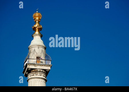 Fireball et plate-forme d'observation au sommet du monument, Ville de London Banque D'Images