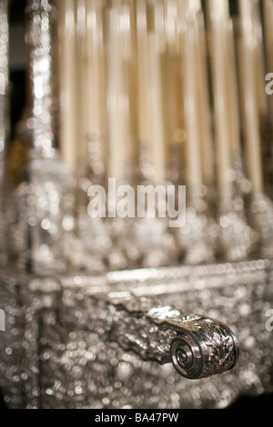 Détail d'un flotteur d'argent utilisé pour les processions de Pâques appartenant à la Fraternité Amargura San Juan de la Palma, ville de l'église Banque D'Images