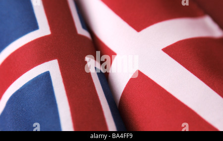 Panneaux drapeaux de l'Islande et le Danemark Banque D'Images