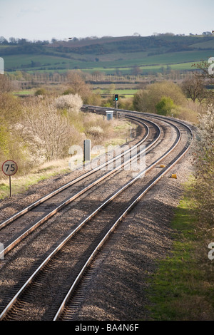 La ligne principale de Chiltern au sud de la voie sud à Leamington Spa Banque D'Images