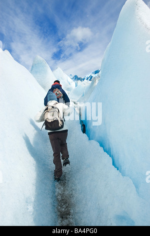 Trekking sur le glacier Perito Moreno, Patagonie, Argentine. Banque D'Images