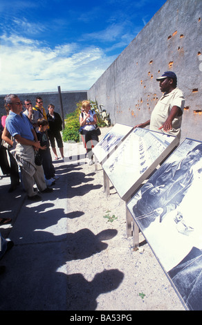 Visite guidée, Robben Island, photo de Nelson Mandela, Le Cap, Afrique du Sud, l'Afrique Banque D'Images