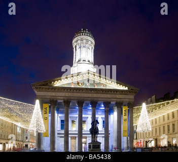 Royal Exchange Squaren photographié la nuit à Noël Banque D'Images