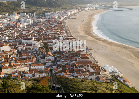 Vue aérienne de Nazare Beach au Portugal Banque D'Images