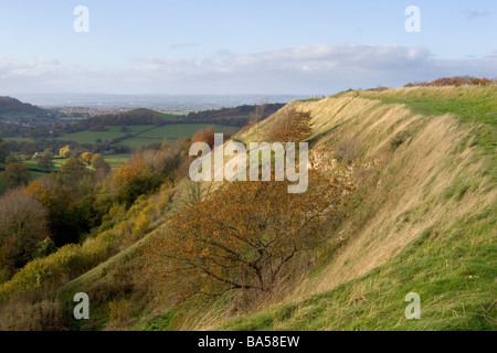 Un automne vue sur la Severn Vale de Uley Bury, Gloucestershire, Cotswolds, Royaume-Uni Banque D'Images