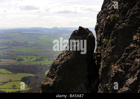 Les Aiguilles Œil sur la colline Wrekin dans Shropshire England Uk Banque D'Images