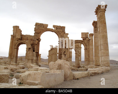 Ruines de l'ancienne ville romaine de Palmyre SYRIE Ruinas de la antigua ciudad romana de SIRIA Palmira Banque D'Images