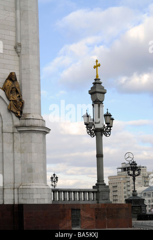 Près d'une lanterne de l'Église Cathédrale de Christ le sauveur de la Russie Moscou Banque D'Images