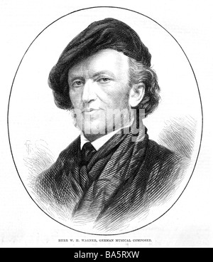 Richard Wagner 1876 gravure du compositeur allemand né en 1813 à Leipzig Banque D'Images