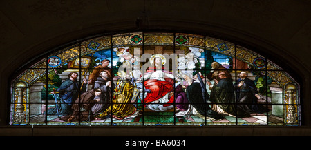 Vitraux de la dernière Cène à la cathédrale de San Francisco, Santiago, Chili Banque D'Images