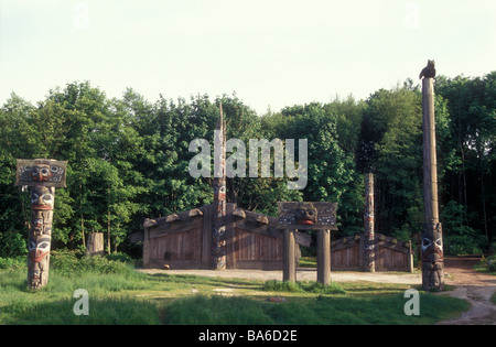 Village indien Haida au Musée d'Anthropologie, Vancouver, Canada Banque D'Images