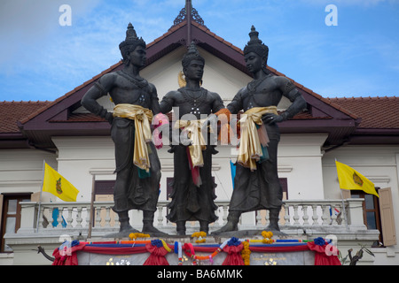 Le Monument aux trois rois à Chiang Mai Thaïlande Banque D'Images