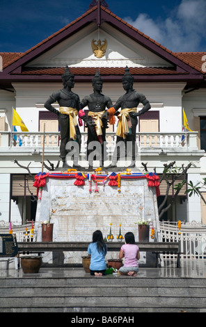 Le Monument aux trois rois à Chiang Mai Thaïlande Banque D'Images