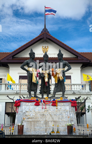 Le Monument aux trois rois à Chiang Mai Thaïlande Banque D'Images