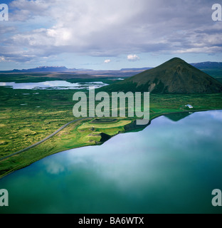 Le lac Myvatn, séjour se déroulera dans le Nord de l'Islande Banque D'Images