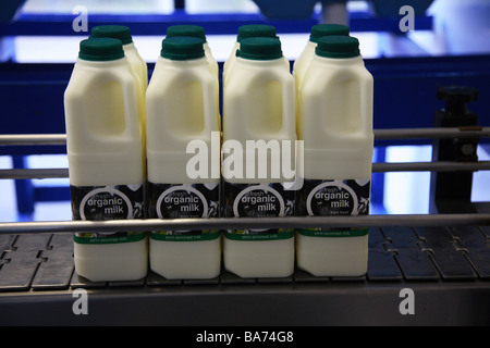 Produits laitiers lait bio dans le Kent, Angleterre Banque D'Images