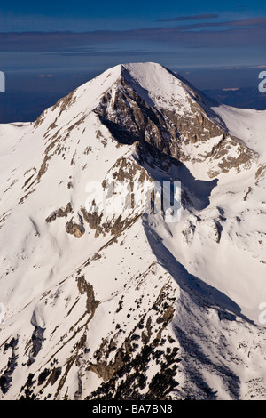 Scène d'hiver, Parc national de la montagne de Pirin, vue aérienne Vihren Peak, vision de vista, Balkans Bulgarie Banque D'Images