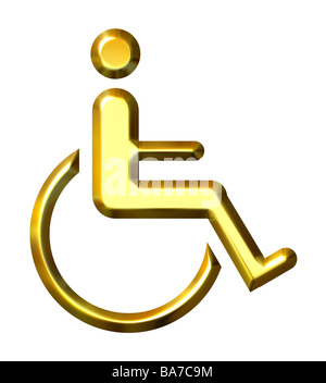 Golden 3d symbole des besoins spéciaux Banque D'Images