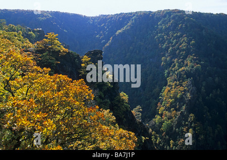 Vue depuis Rosstrappe, Bodetal, Harz, Sachsen-Anhalt, Allemagne Banque D'Images