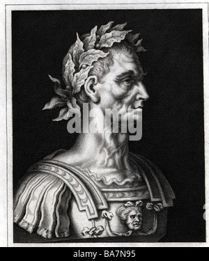 César, Gajus Julius, 13.7.100 - 15.3.44 av. J.-C., politicien romain, portrait, gravure en acier, XIXe siècle, , Banque D'Images
