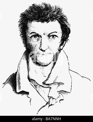 Hoffmann, E.T.A., 24.1.1776 - 25.6.1822, auteur / écrivain allemand (poète), autoportrait de ses œuvres inédites, Banque D'Images