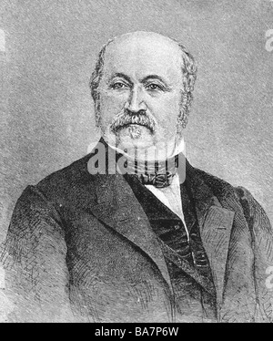 Sutter, John Augustus, 23.2.1803 - 18.6.1880, pionnier suisse, portrait, gravure de wod, XIXe siècle, , Banque D'Images