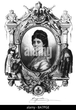 Wilhelm I, 22.3.1797 - 9.3.1888, empereur allemand, roi de Prusse, sa femme Augusta, portrait, gravure de bois, 1871, Banque D'Images