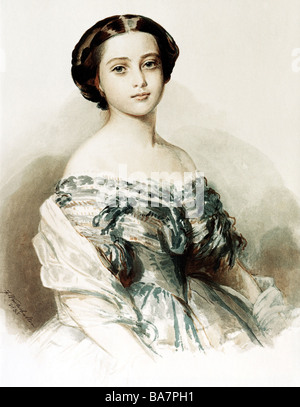 Victoria I, 24.5.1819 - 22.1.1901, Reine de Grande-Bretagne et d'Irlande 20.6.1837 - 22.1.1901, portrait, peinture de Franz Winterhalter, 1835, , Banque D'Images