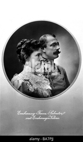 Franz Salvator, 21.8.1866 - 20.4.1939, Archiduc d'Autriche-Toscane, avec femme Archiduchesse Marie Valerie (22.4.1856 - 6.9.1924), portcard, C. Pitzner, Vienne, 1910, Banque D'Images