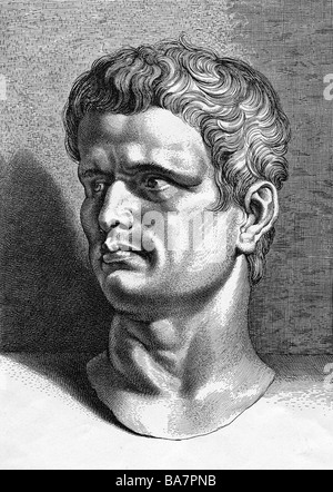 Brutus, Marcus Junius, 85 av. J.-C. - 42 av. J.-C., sénateur romain qui a tué Jules César, portrait, buste, Peter Paul Rubens del., Vostermans (télécopieur), Banque D'Images