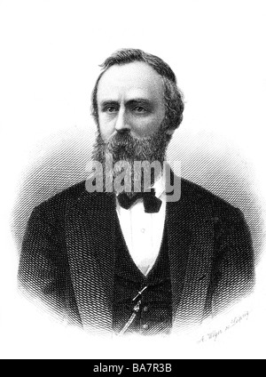 Rutherford B. Hayes,, 4.10.1822 - 17.1.1893, homme politique américain (républicain), 19e président des États-Unis d'Amérique 1877 - 1881, portrait, gravure sur acier en août 1878 Weger, Gotha, calendrier de la cour, l'artiste n'a pas d'auteur pour être effacé Banque D'Images