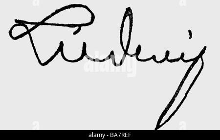 Louis I, 25.8.1786 - 29.2.1868, roi de Bavière 16.2.1825 - 20.3.1848, signature, Banque D'Images