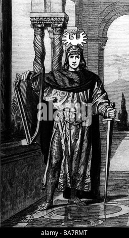 Frederick II, 26.12.1194 - 13.12.1250, Saint Empereur romain 22.11.1220 - 13.12.1250, genre photo, gravure sur bois, 19e siècle, Banque D'Images