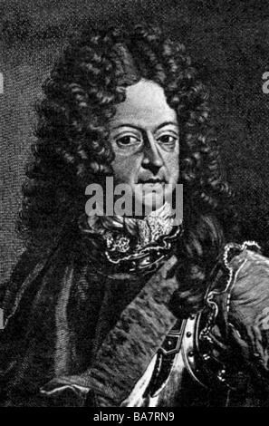 George I, 28.3.1660 - 11.6.1727, le Roi de Grande-Bretagne 1.8.1714 - 11.6.1727, portrait, gravure sur cuivre par Picart, vers 1730, l'artiste a le droit d'auteur , de ne pas être effacé Banque D'Images