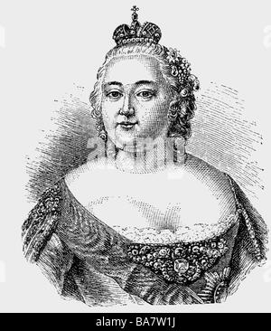 Elizabeth Petrovna, 18.12.1709 - 5.1.1762, impératrice de Russie 25.11.1741 - 5.1.1762, portrait, gravure sur bois, XIXe siècle, , Banque D'Images