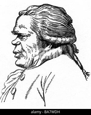 Danton, Georges Jacques, 26.10.1759 - 5.4.1794, révolteur française, portrait, caricature, Banque D'Images