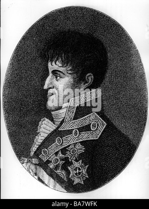 Ferdinand VII, 14.10.1784 - 29 .11.1833, roi d'Espagne 19.3. - 2.5.1808, 11.12.1813 - 29.9.1833, portrait, vue latérale, lithographie, par Friedrich Bollinger (1777 - 1825), Banque D'Images