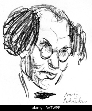 Schreker, Franz, 23.3.1878 - 21.3.1934, compositeur autrichien, portrait, dessin d'Emil Orlik (1870 - 1932), Banque D'Images