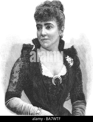 Patti, Adelina, 19.2.1843 - 27.9.1919, chanteuse italienne (Sopran), demi-longueur, gravure sur bois, 1890, Banque D'Images