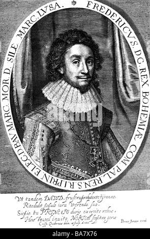 Frédéric V, 16.8.1596 - 21.11.1632, France 1610 - 1623, roi de Bohême (1619 - 1620), que Frédéric I portrait, ovale, gravure sur cuivre par Queeboren Crispinus, 1622, l'artiste n'a pas d'auteur pour être effacé Banque D'Images