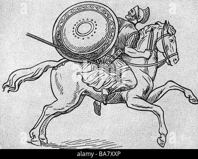 Spartacus, vers 109 - 71 av. J.-C., gladiateur thrace, dirigeant la révolte esclave contre Rome 73 - 71 av. J.-C., est blessé sur la jambe, gravure en bois après Fresco, XIXe siècle, , Banque D'Images