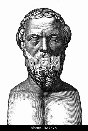 Herodotus, 484 BC - 425 BC, scientifique grec (historien), portrait, gravure de bois après buste ancien, Banque D'Images