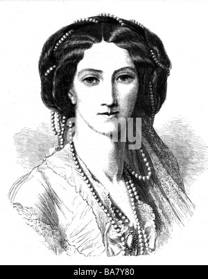 Maria Alexandrovna, 8.8.1824 - 3.6.1880, impératrice de Russie 18.2.1855 - 3.6.1880, portrait, gravure sur bois, vers 1860, Banque D'Images