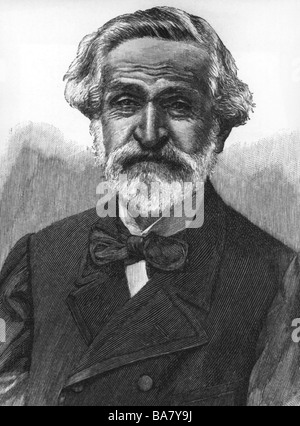 Verdi, Giuseppe, 10.10.1813 - 27.1.1901, compositeur italien, portrait, gravure en bois, XIXe siècle, Banque D'Images