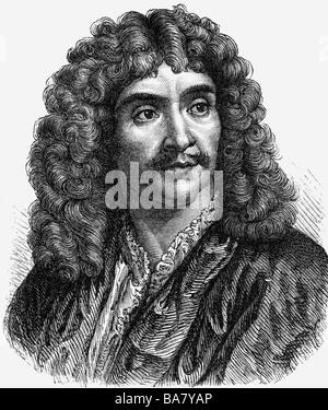 Moliere, 15.1.1622 - 17.2.1673, auteur/écrivain français, portrait, gravure en bois, XIXe siècle, , Banque D'Images