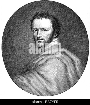 Jonson, Benjamin, 11.6.1572 - 6.8.1637, poète anglais, portrait, après gravure sur bois Gravure sur cuivre par Houbraken, 17e siècle, l'artiste n'a pas d'auteur pour être effacé Banque D'Images