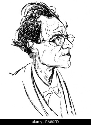 Mahler, Gustav, 7.7.1860 - 18.5.1911, musicien autrichien (compositeur, chef d'orchestre), portrait, caricature de Burckhardt, 1913, Banque D'Images