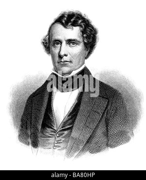 Pierce, Franklin, 23.11.1804 - 8.10.1869, homme politique français (Parti Démocrate) 14e Peäsident des USA 4.3.1853 - 4.3.1857, portrait, gravure sur acier, Weger et Singer, vers 1855, l'artiste n'a pas d'auteur pour être effacé Banque D'Images