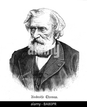 Thomas, Ambroise, 5.8.1811 - 12.2.1896, compositeur d'opéra français, portrait, gravure en bois par A. Richard, XIXe siècle, Banque D'Images